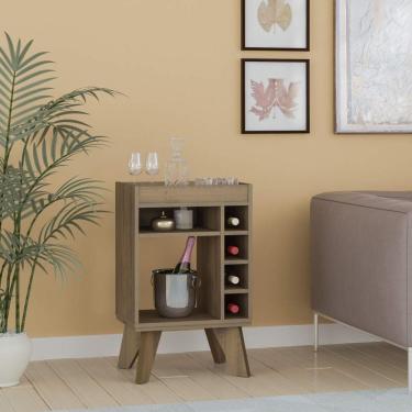 Imagem de Bar Drink Aparador Com Espelho E Adega Com 6 Nichos Pinho