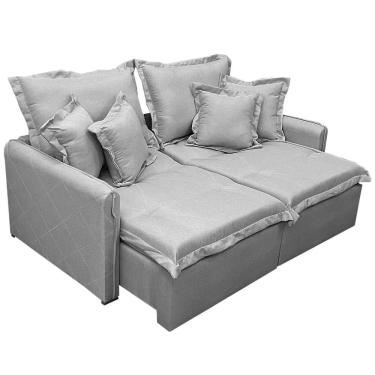 Imagem de Sofá Cama Lima 180cm em Linho 2 Lugares Retrátil e Reclinável União Cor Cinza