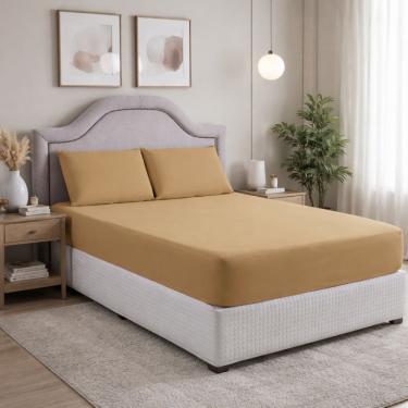 Imagem de Lençol Queen 400 Fios Micropercal 3 Peças Macio e Resistente