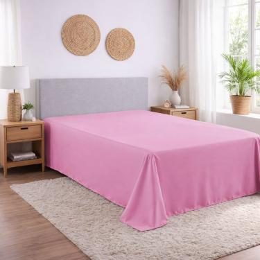 Imagem de Lençol Casal Avulso Sem Elástico Micropercal 400 Fios – Toque Macio 1 Peça