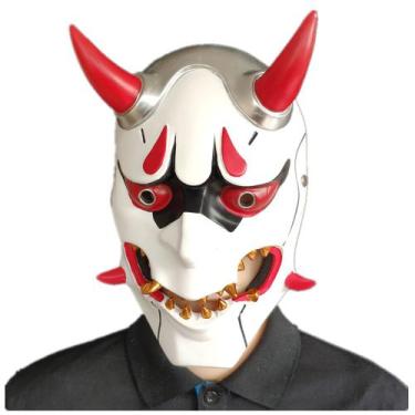 Imagem de Máscara de demônio, cosplay de Halloween, aterrorizante, látex facial 