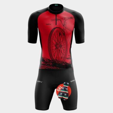Imagem de Conjunto de Ciclismo Masculino - Camisa Roda Vermelha (PRO) e Bermuda GEL (WAY)-Masculino