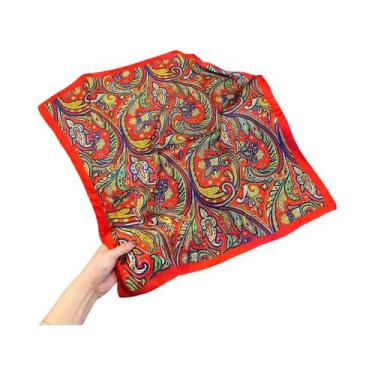 Imagem de Lenço Quadrado De Cetim Macio Com Estampa Paisley Houndstooth De Luxo 