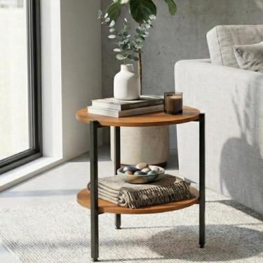 Imagem de Mesa De Centro Redonda Decorativa Vintage - Kappesberg, Canela/Preto F