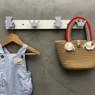 Imagem de 2 Cabideiros parede decoração Urso e Coroa princesa 2CUrCo - Hanger De