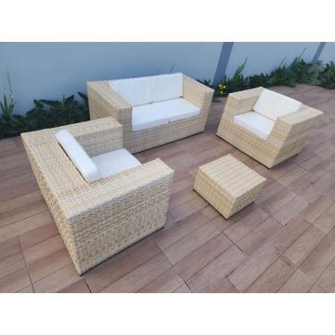 Imagem de Jogo Sofá De 4 Lugares Fibra Sintética Área Externa Fibra Sintética