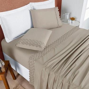 Imagem de Jogo De Lençol Queen Nobless 200 Fios 4 Peças - Taupe - BIA ENXOVAIS