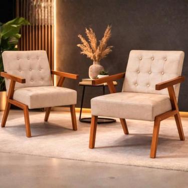 Imagem de Kit 2 Poltrona Zarah material sintético Moderno Sala De Estar Escritór