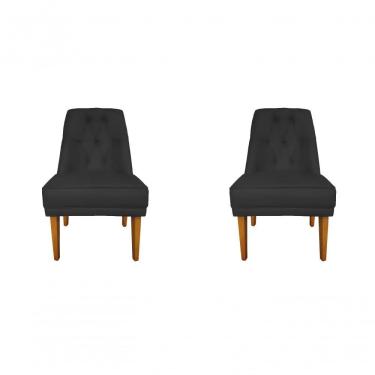 Imagem de Kit 2 Cadeira Para Sala De Jantar Escritório Estofada Berlim Retro Suede Preto Eli Móve...