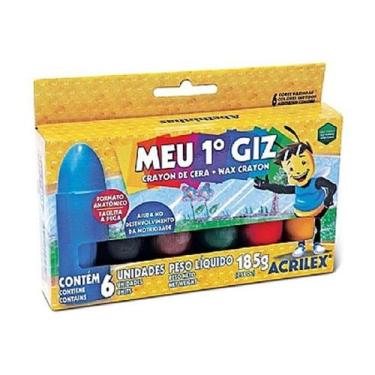 Imagem de Giz de Cera Meu Primeiro Giz Abelinhas 6 Cores Acrilex Ref. 09506 Giz 