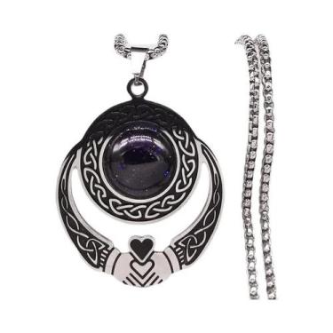 Imagem de Colar Pentagrama Wicca Em Aço Inoxidável, Joia Oculta Com Lua E Sol Cr