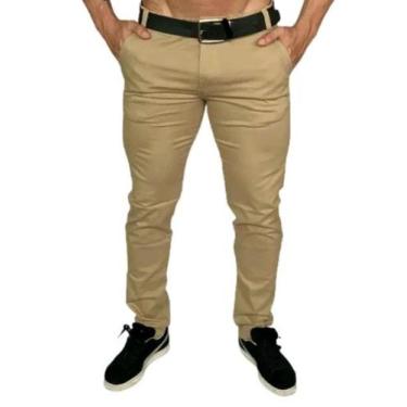 Imagem de Calça Sarja Sport Fino, Masculina - Loja do Peruano, Marrom, 38