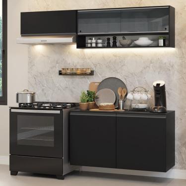 Imagem de Armário de Cozinha Compacta 200 cm Suspenso Preto Nice Madesa 08