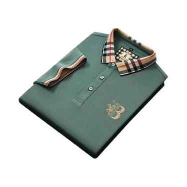 Imagem de Camisa Polo Masculina De Verão Luxuosa Com Bordado Xadrez, Manga Curta