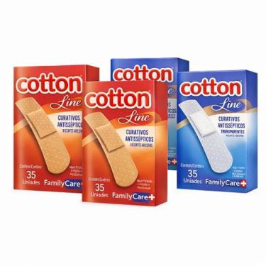 Imagem de Curativo Band-Aid Family Care kit 4 caixa C/35 Unidades Cotton Line, T
