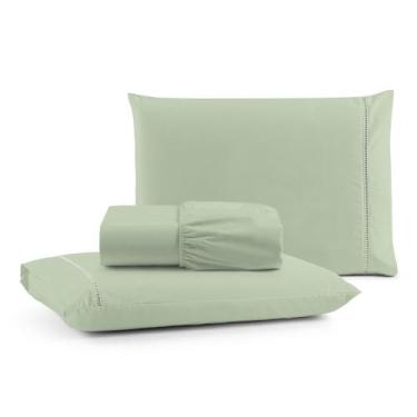 Imagem de Jogo de Lençol King Premium Soft 600 Fios Micropercal Verde Ponto Pali