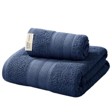 Imagem de Kit Toalha de Banho Gigante e Rosto 2 Pçs Nuvia Karsten, Marinho