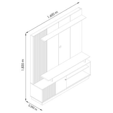Imagem de Estante Home Theater Ares para TV 75" 160CM MDF MDP com Rodízios e Porta de Correr Cinamomo - Off White
