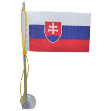 Imagem de Mini Bandeira com Ventosa para Vidro Modelo Eslováquia Azul Poliéster 8CM X 5,5CM Mastro 14CM Diferencial Corte à Laser