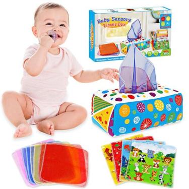 Imagem de Caixa de lenços Aiduy para bebês Montessori de 6 a 12 meses com rugas