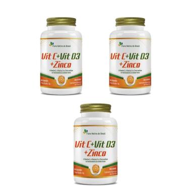 Imagem de Kit 3 Vitamina C + Vitamina D3 + Zinco 3x60 cps Flora Nativa-Unissex