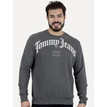 Imagem de Moletom Tommy Jeans Masculino Regular Crewneck Grunge Logo Grafite-Masculino