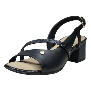 Imagem de Sandália Feminina Salto Médio Elegante Estável Comfortflex