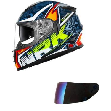 Imagem de Capacete Norisk Soul II Control Azul e Laranja Mais Viseira Camaleão T