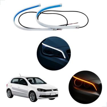 Imagem de Kit Fitas Led DRL Farol + Seta 12v 60cm Gol G6 2013 2014 2015 2016 - L