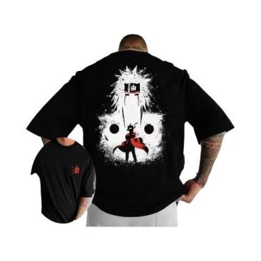 Imagem de Camiseta Oversized Masculina De Hip Hop Com Estampa De Anime Japonês, 