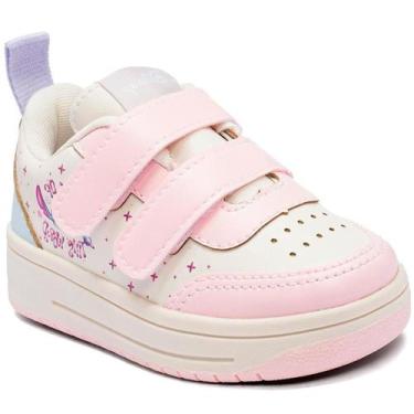 Imagem de Tênis Infantil Disney Stitch tiras autocolantes Menina - Branco e Azul