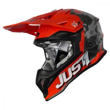 Imagem de Capacete Just1 J39 Kinetic Camo Laranja/Vermelho
