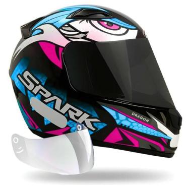 Imagem de Capacete Ebf Spark Dragon Tiffany Mais Viseira Fumê, Tiffany, 60