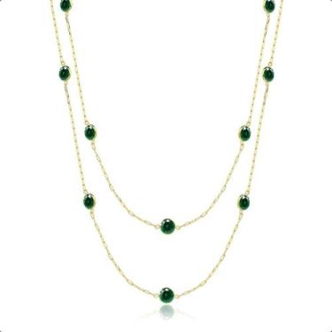 Imagem de Colar Ouro 18k Com Zircônias Verde Esmeralda 5mm- 45cm - S.Demór Jóias