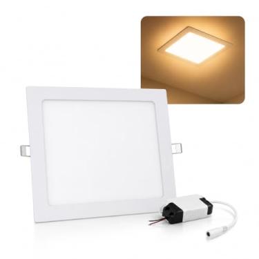 Imagem de Luminaria Plafon Painel Embutir18w LED Quadrada 3000K LED Teto Branco Quente 22x22 Iluminação Quarto Sala Casa