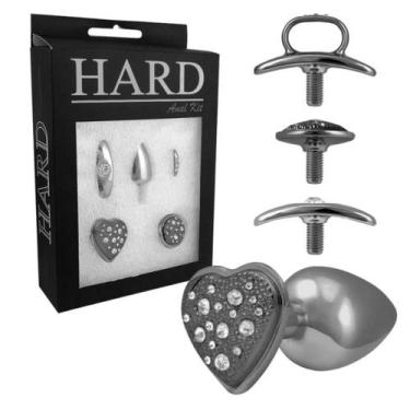 Imagem de Anal Kit - Hard - Plug com 4 bases diferentes tamanho médio, Cromado