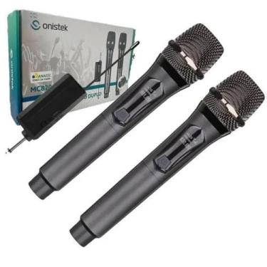 Imagem de Microfone sem fio duplo recarregavel on-mc820 onistek