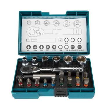 Imagem de Jogo de Bits e Adaptador Encaixe de 1/4" 21 Peças B-54081- Makita