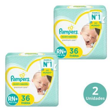 Imagem de Pack 2 Fraldas Pampers Recém-nascido Premium Care Rn+ 36 Unid