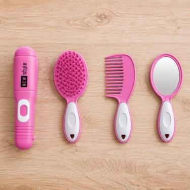 Imagem de Kit Beleza Infantil Chapinha Escova Pente Espelho Usual - USUAL PLASTI