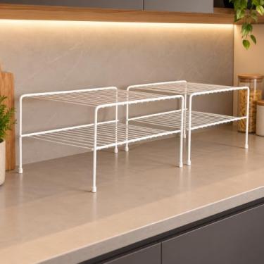Imagem de Prateleira Divisora Dupla Cozinha 2 Unid Armário 32cm Fiver (Branco)