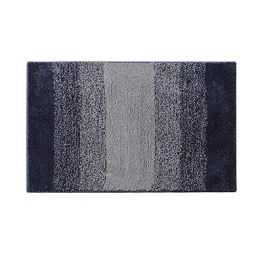 Imagem de Tapete de banheiro fofo listrado gradiente flocado tapete macio antiderrapante para absorção de água para sala de estar, quarto, banheiro, varanda, entrada, lavagem, cinza, 4565 cm