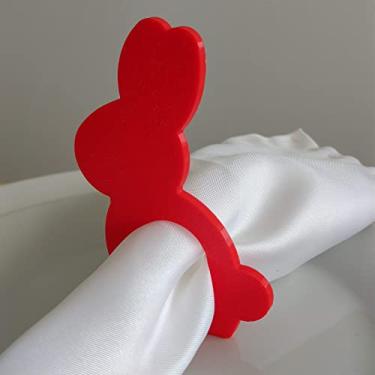 Imagem de 6 Argolas Para Guardanapo Do Coelhinho/Páscoa -Toque 3D Cor: Vermelho