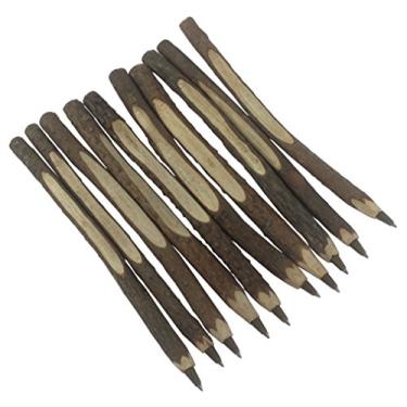 Imagem de Gullor Caneta Esferográfica Personalizada de Madeira 10 Peças, Galho de Árvore, Tamanho da Ponta 0,5 mm, Tinta Preta, Escreve Suavemente