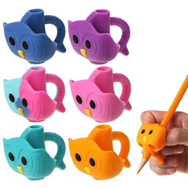 Imagem de Mr. Pen - Pegas de lápis de coruja, 6 peças, pegadores de lápis, pegadores de lápis bonitos, pegadores de lápis para crianças, pegadores de lápis para crianças, pegadores de dedo para lápis meias de Natal