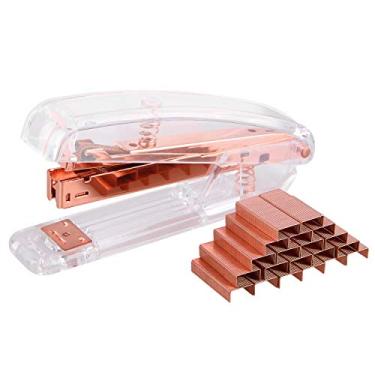 Imagem de Grampeador Alsisk, grampeador de mesa transparente com 1000 grampos - ouro rosa, Stapler