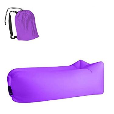 Imagem de MAOGEAR Espreguiçadeira portátil inflável, impermeável, cama preguiçosa, cama de ar para acampamento, praia, quintal, piscina, praia, viagens e piqueniques de acampamento (roxo)