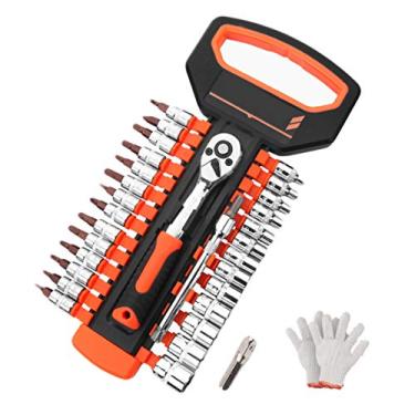 Imagem de Conjunto de chaves catraca 1/4 pol. Drive universal soquete conjunto conjunto de ferramentas de manutenção de reparo, 29 peças