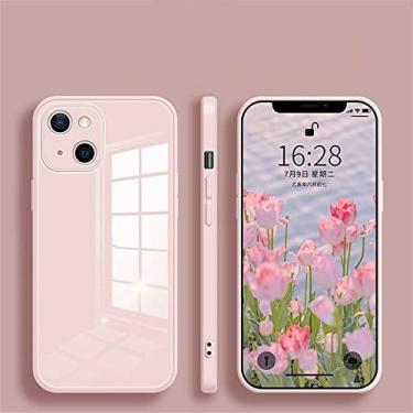 Imagem de Capa de telefone quadrada de vidro temperado para iphone 13 11 12 pro max mini xs xr x 7 8 plus se 2020 silicone capa traseira dura, rosa, para iphone 12 6.1