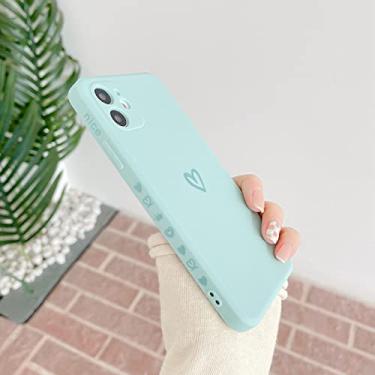 Imagem de Capa de telefone cor doce de amor para iphone 11 pro max 12 mini xs se 2020 x xr 7 8 plus quadrado borda reta capa macia de silicone, verde, para iphone xr